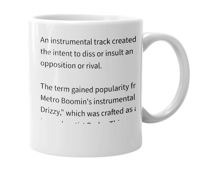 White mug with the definition of 'Disstrumental'