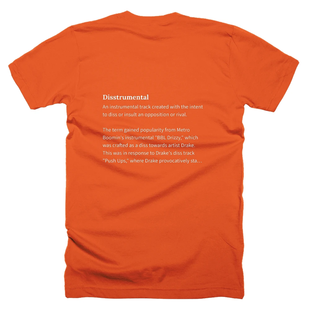 T-shirt with a definition of 'Disstrumental' printed on the back